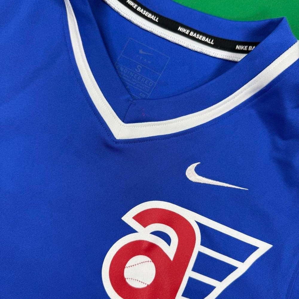 Nike Aeros blue jersey with white trim on collar and sleeves, size S - Picture 2 of 7